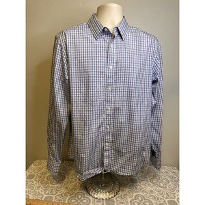UNTUCKit Shirt Mens Medium Blue Check Button Up Preppy Casual Long Sleeve Oxford